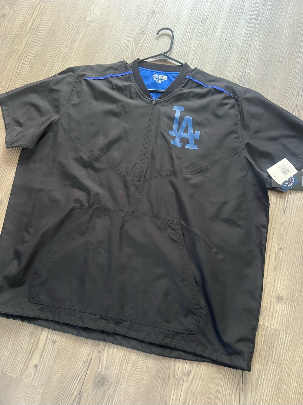 New Era Black Short-Sleeve Pullover with Blue LA Logo